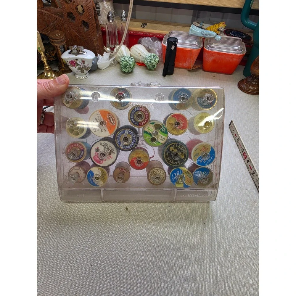 Vintage Dritz Star Box Sewing Thread Lot Coats & Clark Spools Case Assorted